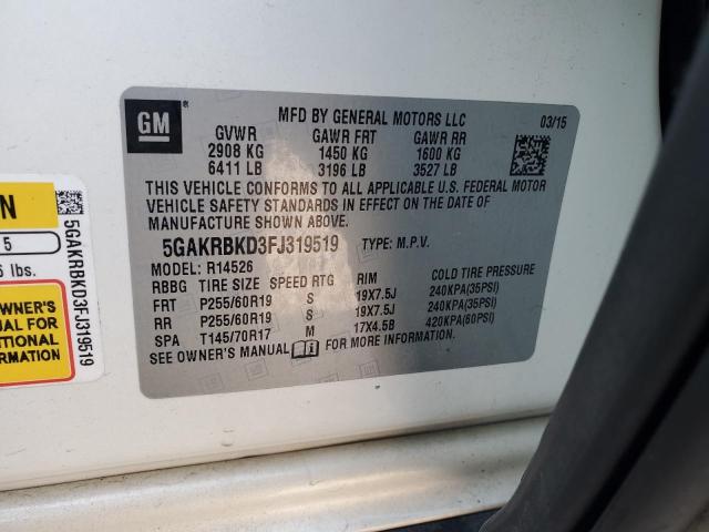 Photo 14 from auction – 2015 BUICK ENCLAVE with VIN 5GAKRBKD3FJ319519