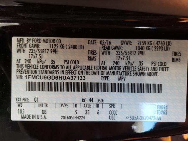 Photo 14 from auction – 2017 FORD ESCAPE SE with VIN 1FMCU9GD6HUA37133