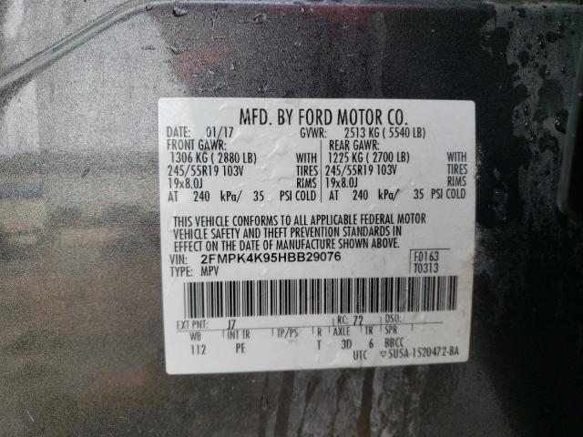 Photo 14 from auction – 2017 FORD EDGE TITAN with VIN 2FMPK4K95HBB29076