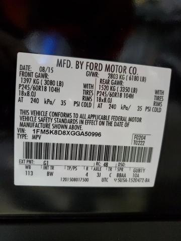 Photo 14 from auction – 2016 FORD EXPLORER X with VIN 1FM5K8D8XGGA50996