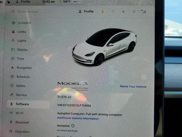 Photo 9 from auction – 2020 TESLA MODEL 3 with VIN 5YJ3E1EC3LF714184