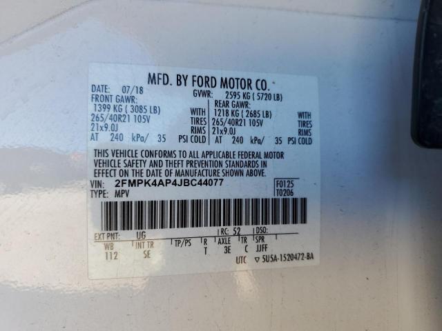 Photo 14 from auction – 2018 FORD EDGE SPORT with VIN 2FMPK4AP4JBC44077