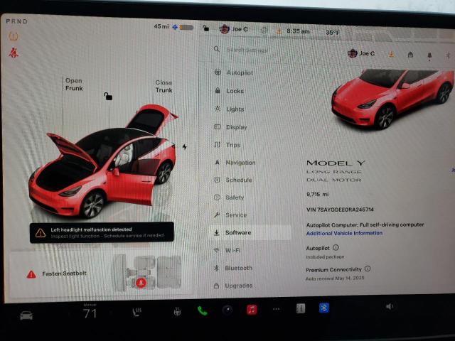 Photo 9 from auction – 2024 TESLA MODEL Y with VIN 7SAYGDEE0RA245714