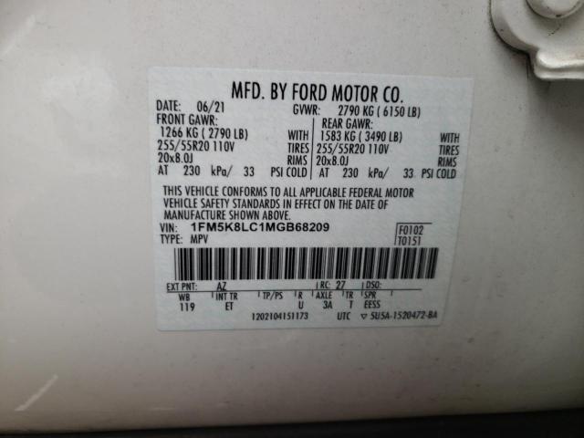 Photo 14 from auction – 2021 FORD EXPLORER K with VIN 1FM5K8LC1MGB68209