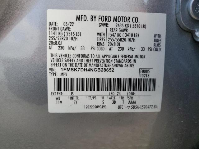 Photo 14 from auction – 2022 FORD EXPLORER X with VIN 1FMSK7DH4NGB28652