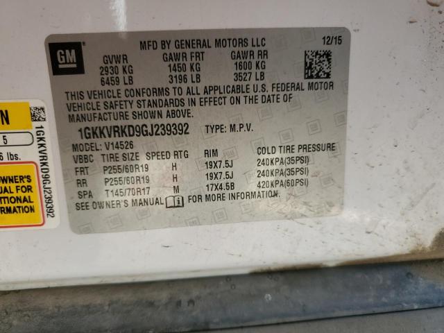 Photo 14 from auction – 2016 GMC ACADIA SLT with VIN 1GKKVRKD9GJ239392