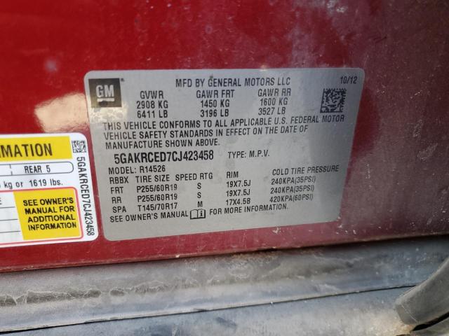Photo 14 from auction – 2012 BUICK ENCLAVE with VIN 5GAKRCED7CJ423458