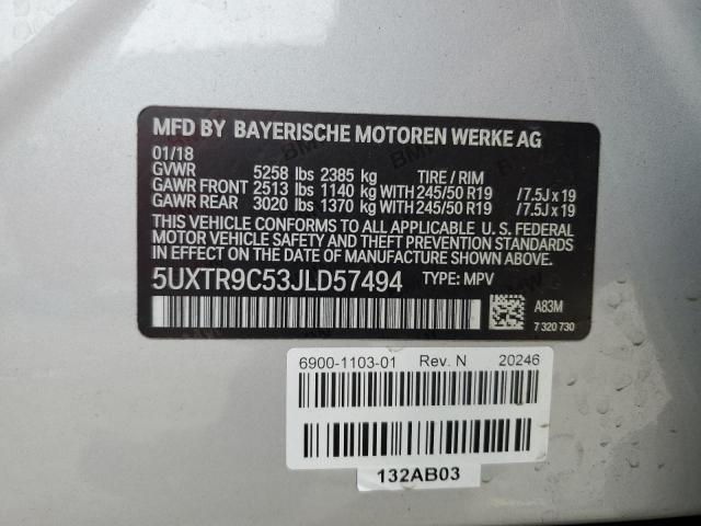 Photo 14 from auction – 2018 BMW X3 XDRIVE3 with VIN 5UXTR9C53JLD57494