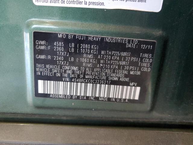 Photo 14 from auction – 2012 SUBARU OUTBACK 2. with VIN 4S4BRCKC0C3236217