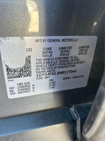Photo 10 from auction – 2022 CADILLAC ESCALADE S with VIN 1GYS4FKL8NR177044
