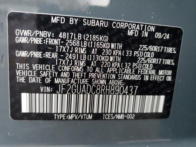Photo 14 from auction – 2024 SUBARU CROSSTREK with VIN JF2GUADC8RH890437
