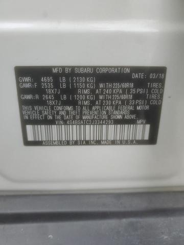 Photo 14 from auction – 2018 SUBARU OUTBACK TO with VIN 4S4BSATC2J3344293
