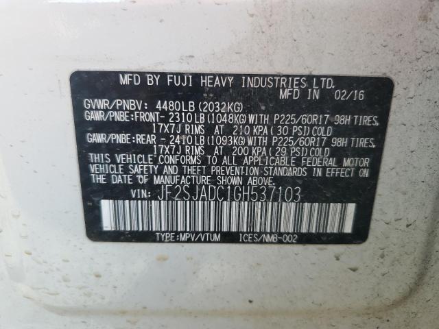 Photo 14 from auction – 2016 SUBARU FORESTER 2 with VIN JF2SJADC1GH537103
