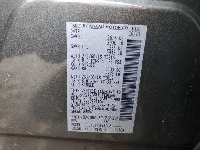 Photo 14 from auction – 2024 NISSAN PATHFINDER with VIN 5N1DR3AC0RC227732
