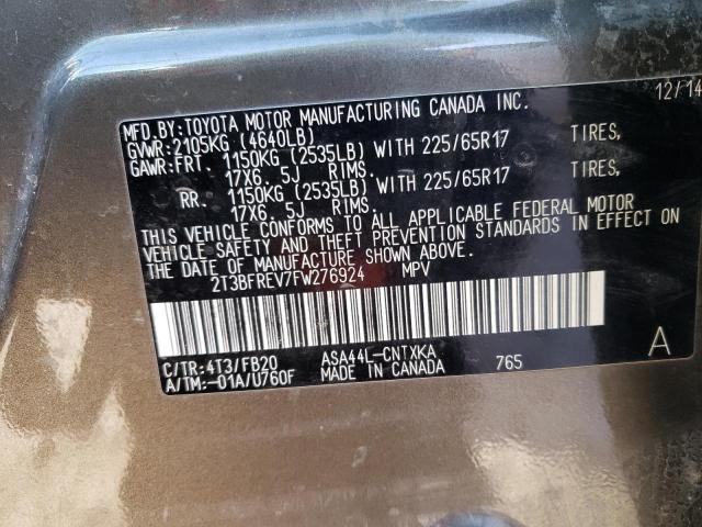 Photo 14 from auction – 2015 TOYOTA RAV4 LE with VIN 2T3BFREV7FW276924