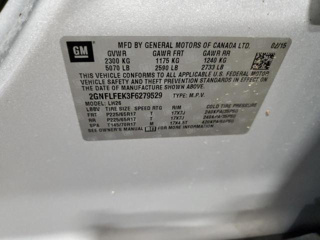 Photo 14 from auction – 2015 CHEVROLET EQUINOX LT with VIN 2GNFLFEK3F6279529