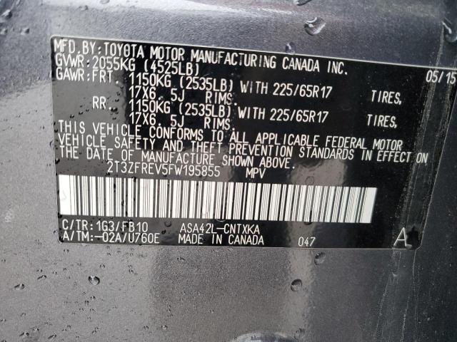 Photo 14 from auction – 2015 TOYOTA RAV4 LE with VIN 2T3ZFREV5FW195855