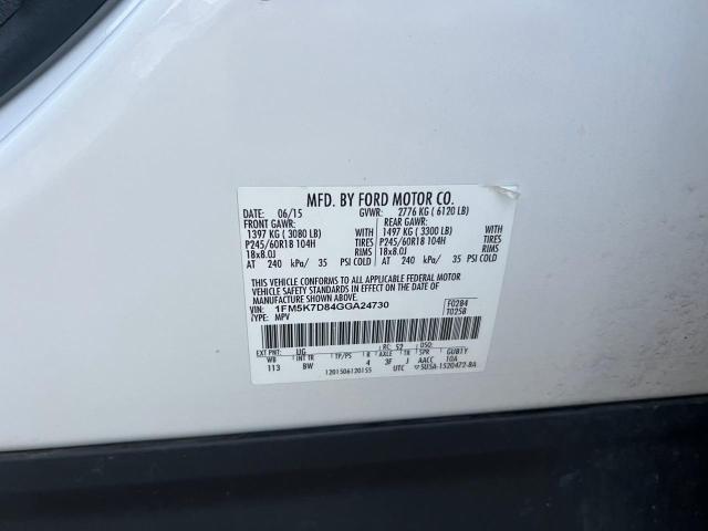 Photo 10 from auction – 2016 FORD EXPLORER X with VIN 1FM5K7D84GGA24730