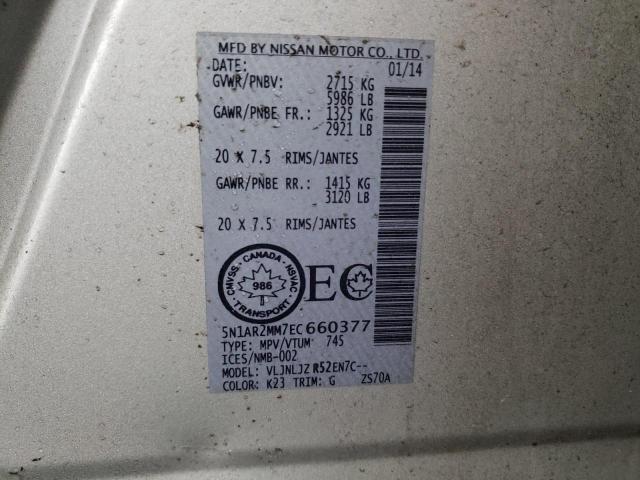 Photo 14 from auction – 2014 NISSAN PATHFINDER with VIN 5N1AR2MM7EC660377