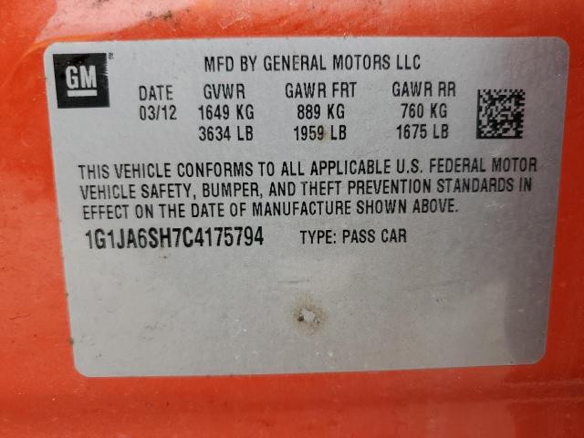 Photo 14 from auction – 2012 CHEVROLET SONIC LS with VIN 1G1JA6SH7C4175794