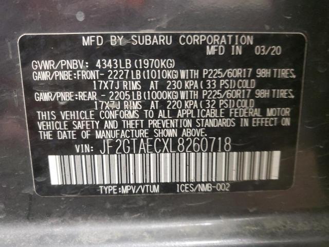 Photo 14 from auction – 2020 SUBARU CROSSTREK with VIN JF2GTAECXL8260718