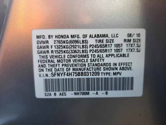 Photo 14 from auction – 2011 HONDA PILOT EXLN with VIN 5FNYF4H75BB031209