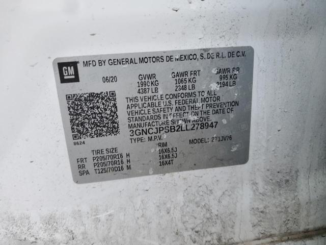 Photo 14 from auction – 2020 CHEVROLET TRAX 1LT with VIN 3GNCJPSB2LL278947