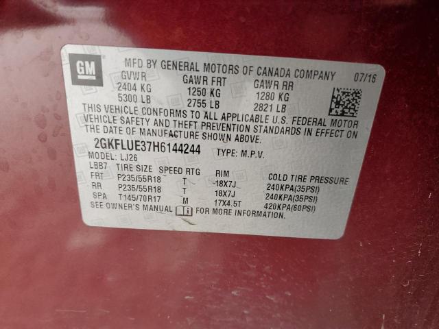 Photo 14 from auction – 2017 GMC TERRAIN SL with VIN 2GKFLUE37H6144244