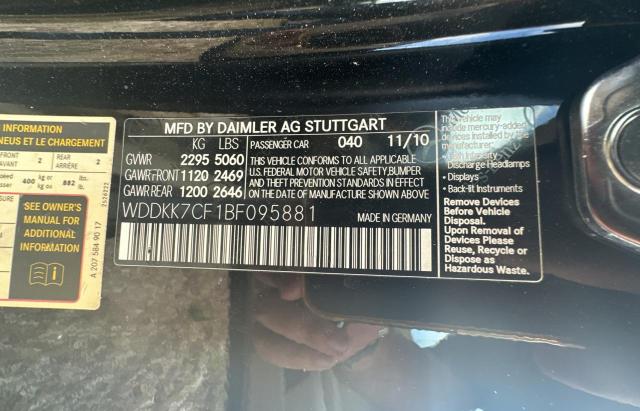 Photo 10 from auction – 2011 MERCEDES-BENZ E 550 with VIN WDDKK7CF1BF095881