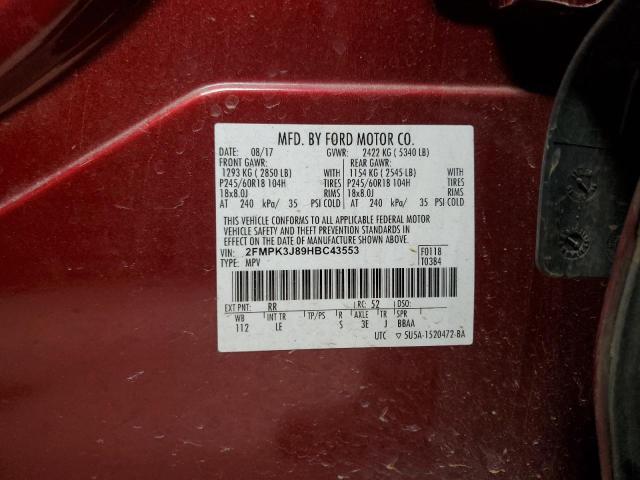 Photo 14 from auction – 2017 FORD EDGE SEL with VIN 2FMPK3J89HBC43553