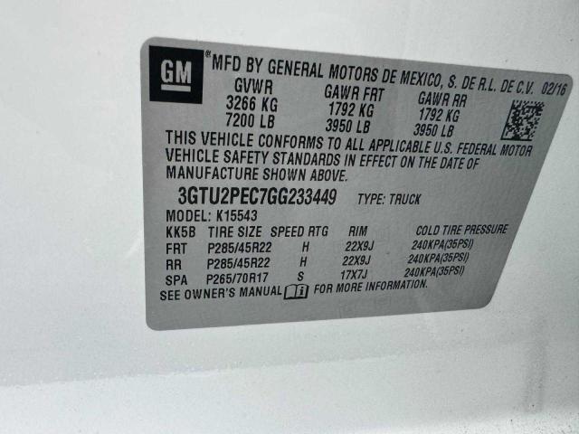 Photo 10 from auction – 2016 GMC SIERRA K15 with VIN 3GTU2PEC7GG233449