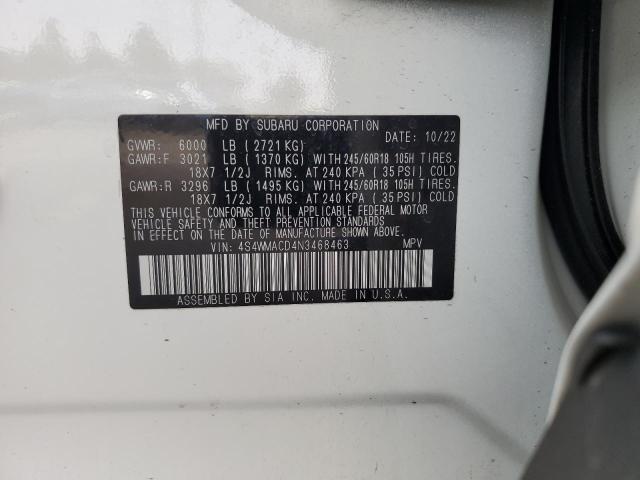 Photo 14 from auction – 2022 SUBARU ASCENT PRE with VIN 4S4WMACD4N3468463