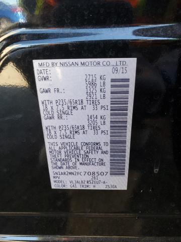 Photo 14 from auction – 2015 NISSAN PATHFINDER with VIN 5N1AR2MN2FC708507