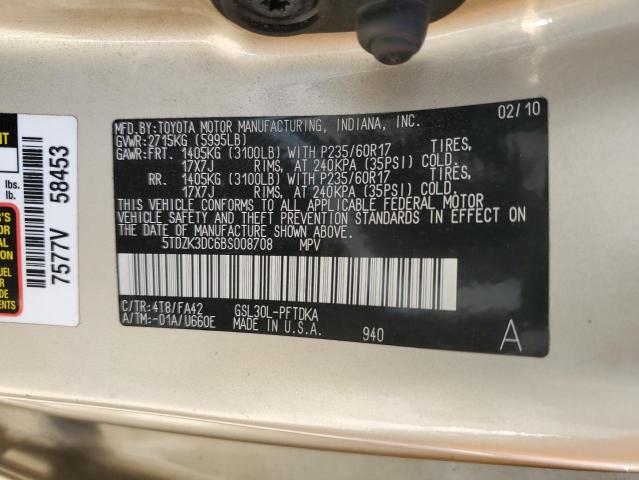 Photo 14 from auction – 2011 TOYOTA SIENNA with VIN 5TDZK3DC6BS008708