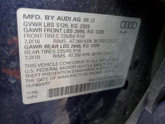 Photo 14 from auction – 2022 AUDI Q3 PREMIUM with VIN WA1DECF33N1148614