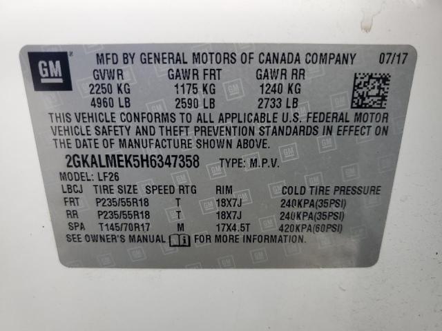 Photo 14 from auction – 2017 GMC TERRAIN SL with VIN 2GKALMEK5H6347358