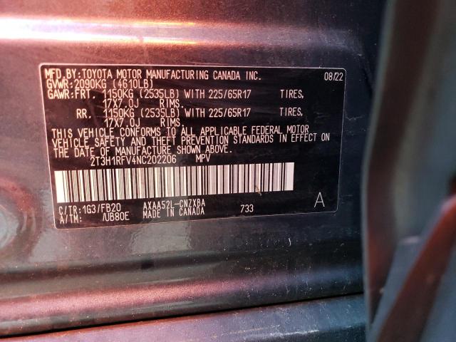 Photo 14 from auction – 2022 TOYOTA RAV4 LE with VIN 2T3H1RFV4NC202206