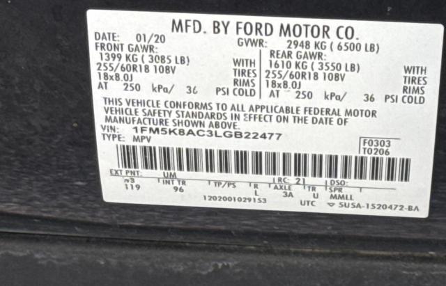 Photo 10 from auction – 2020 FORD EXPLORER P with VIN 1FM5K8AC3LGB22477