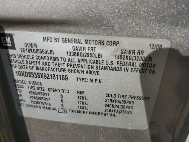 Photo 14 from auction – 2009 GMC ENVOY SLE with VIN 1GKDS33SX92131159