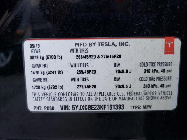 Photo 14 from auction – 2019 TESLA MODEL X with VIN 5YJXCBE23KF161393
