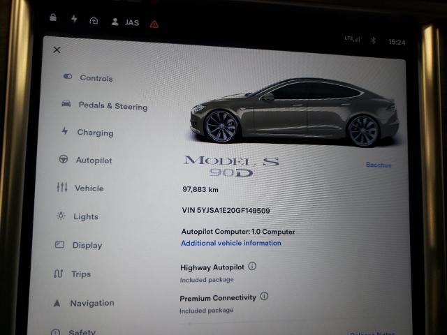 Photo 9 from auction – 2016 TESLA MODEL S with VIN 5YJSA1E20GF149509