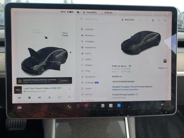 Photo 9 from auction – 2019 TESLA MODEL 3 with VIN 5YJ3E1EB3KF364643
