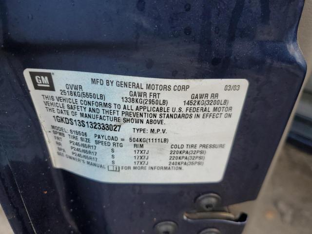 Photo 14 from auction – 2003 GMC ENVOY with VIN 1GKDS13S132333027