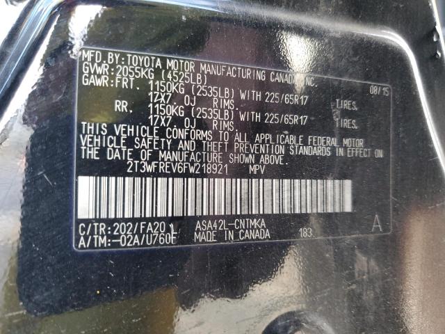 Photo 14 from auction – 2015 TOYOTA RAV4 XLE with VIN 2T3WFREV6FW218921