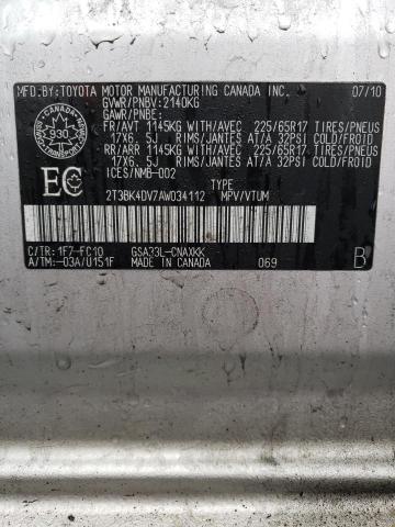 Photo 14 from auction – 2010 TOYOTA RAV4 with VIN 2T3BK4DV7AW034112