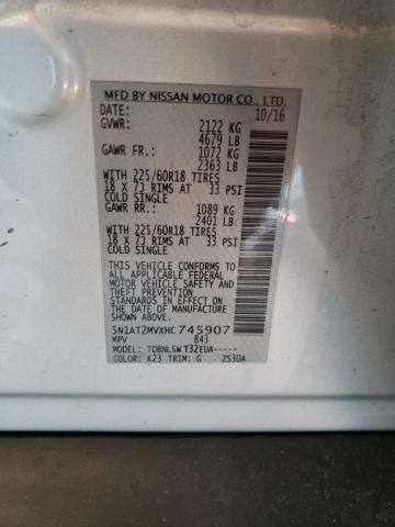 Photo 14 from auction – 2017 NISSAN ROGUE SV with VIN 5N1AT2MVXHC745907