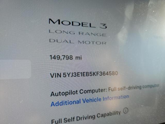 Photo 9 from auction – 2019 TESLA MODEL 3 with VIN 5YJ3E1EB5KF364580