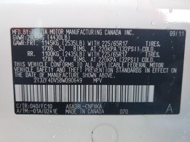 Photo 14 from auction – 2011 TOYOTA RAV4 with VIN 2T3ZF4DV5BW090649