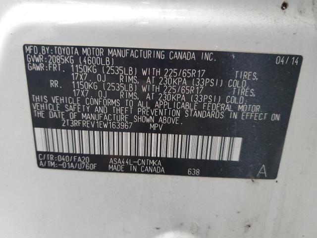 Photo 14 from auction – 2014 TOYOTA RAV4 XLE with VIN 2T3RFREV1EW163967