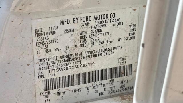 Photo 10 from auction – 2008 FORD F250 SUPER with VIN 1FTSW20RX8EC92319